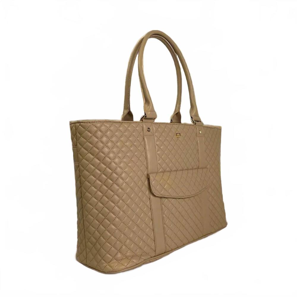 NEW PURSEN women's quilted vip travel tote bag in nude - Picture 3 of 5
